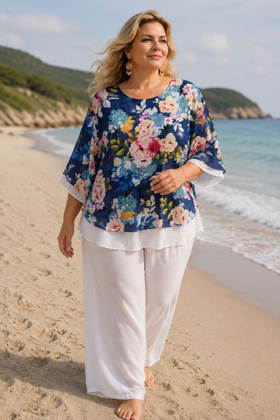 Picture of CURVY GIRL ELEGANT CHIFFON TOP WITH COTTON LINING